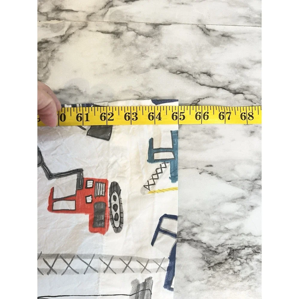 Pottery Barn Kids Toddler Flat Sheet Jax Construction 100% Organic Cotton